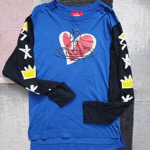 Vivienne Westwood Blue Shirt with Red Heart Graphic top tee rare